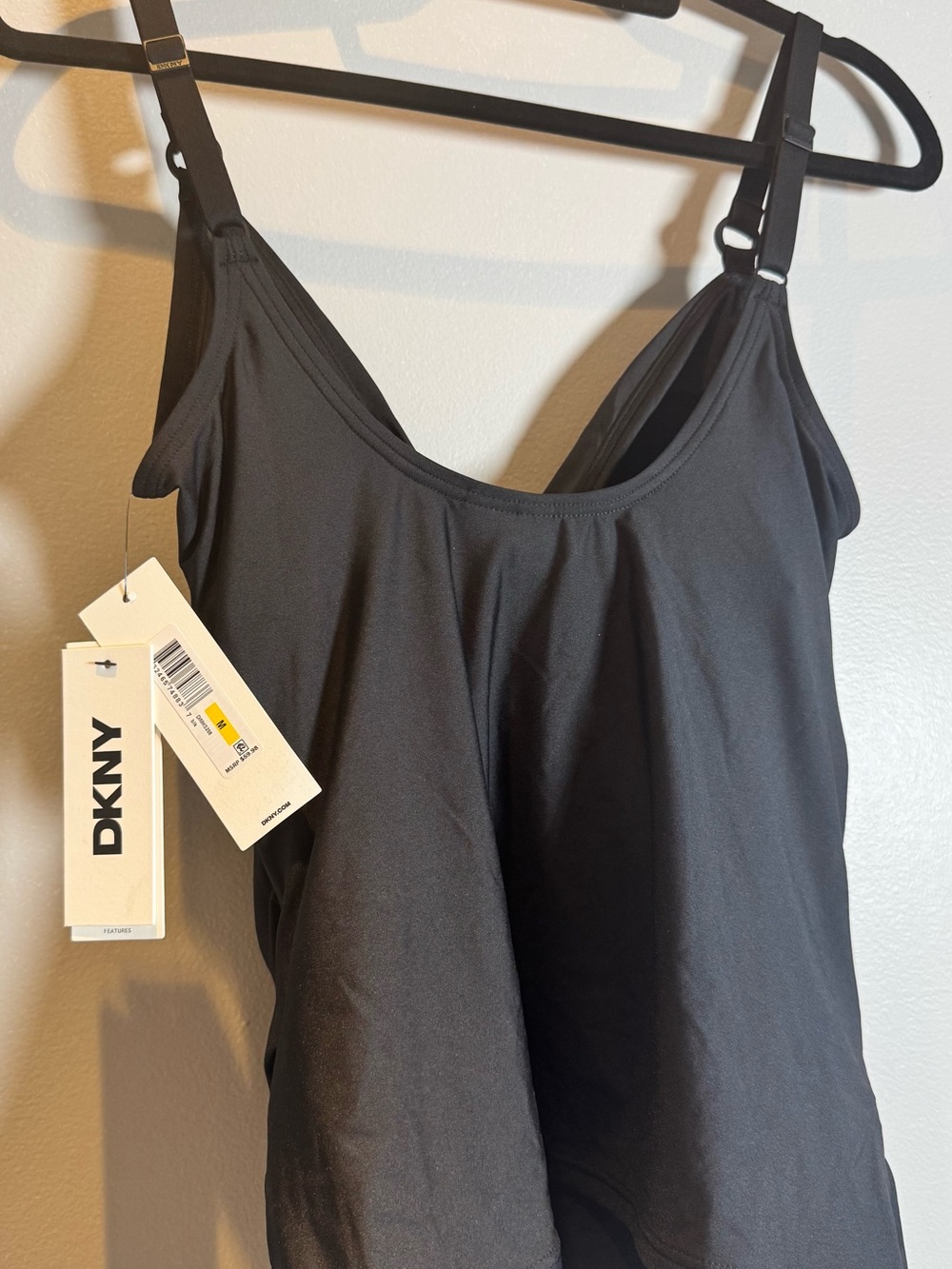 DKNY Black Wrap-Front Tankini Top - Picture 6 of 6